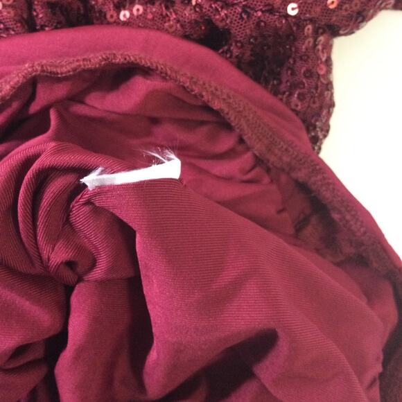 LULU'S SZ S Dancing Diva Wine Red Sequin One-Shoulder Bodysuit NEW B96 - Picture 10 of 10